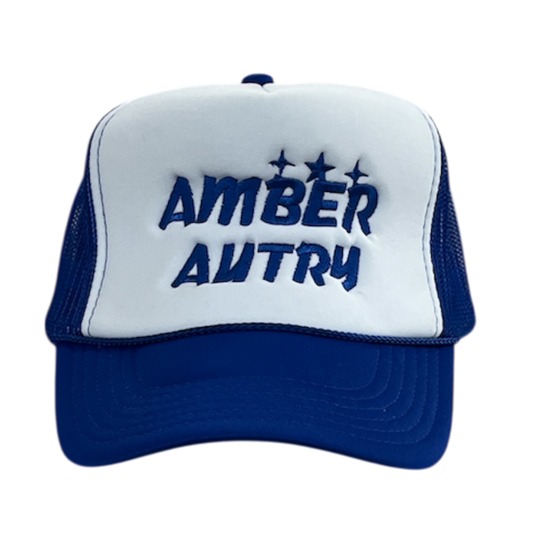 White and Royal Logo Trucker Hat